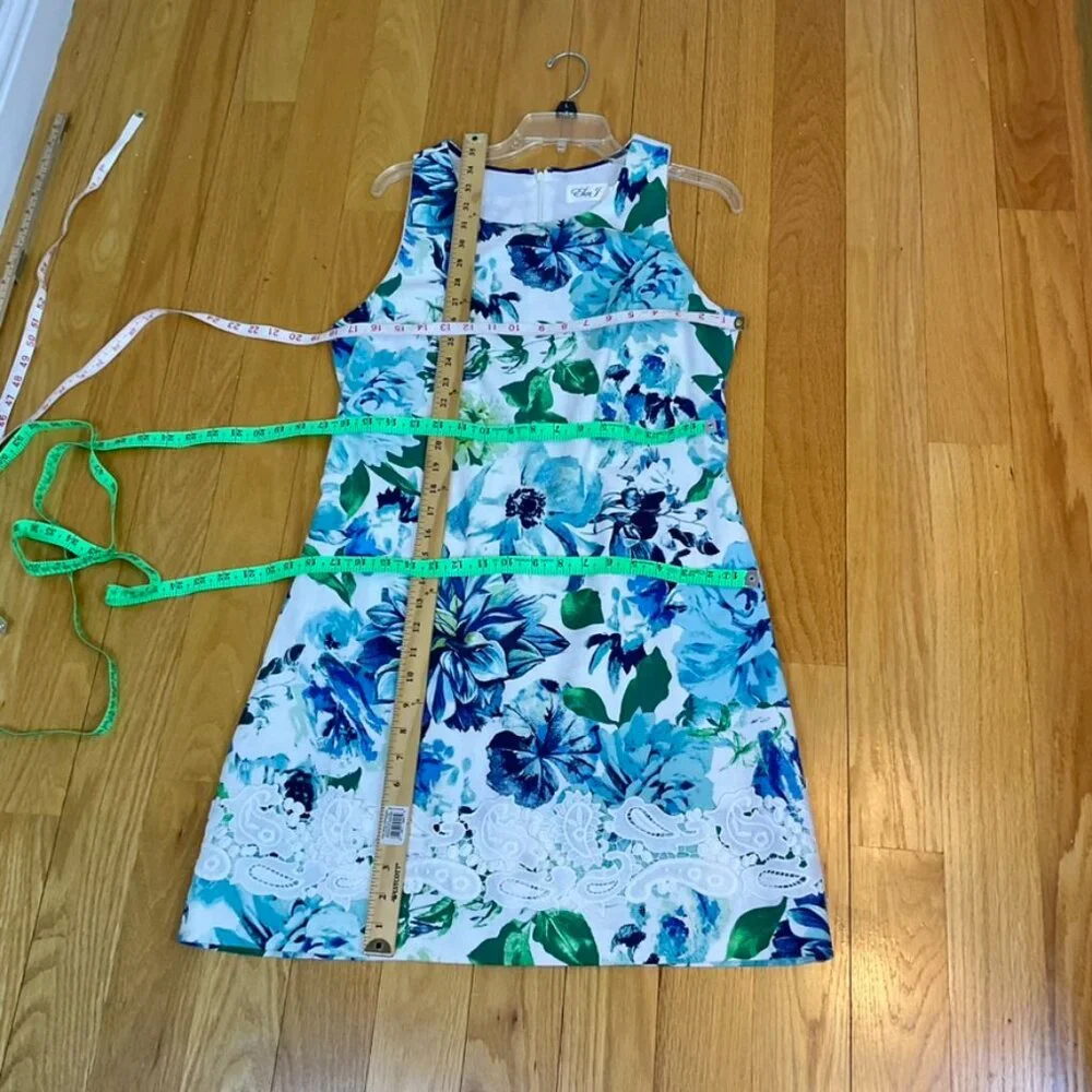 Eliza J Dress Floral Blue Green Cotton (12) - Picture 6 of 7